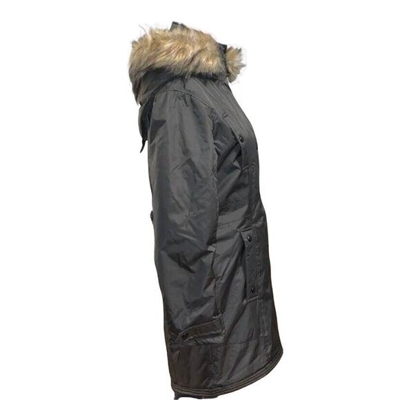 Madden Girl Womens Coat Jacket Parka Long Hooded Faux Fur Trim Green Small - Picture 4 of 12